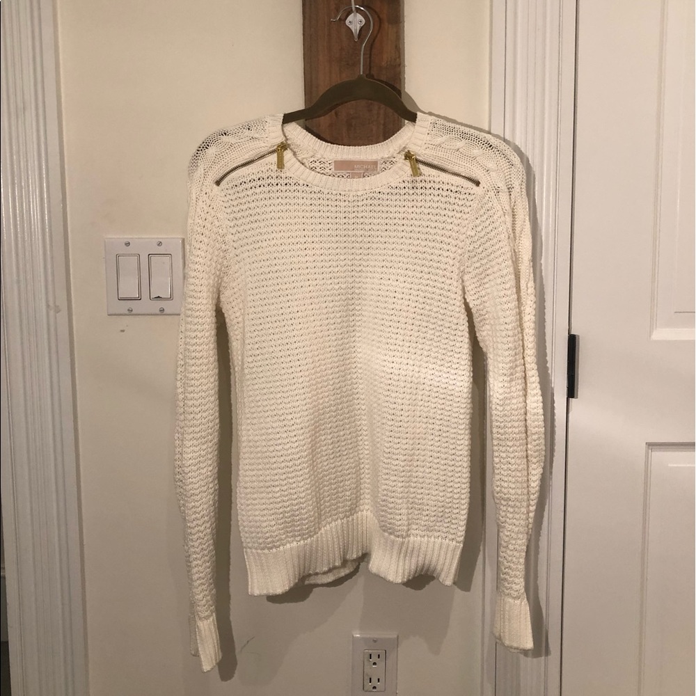 MK White Sweater with Gold detail